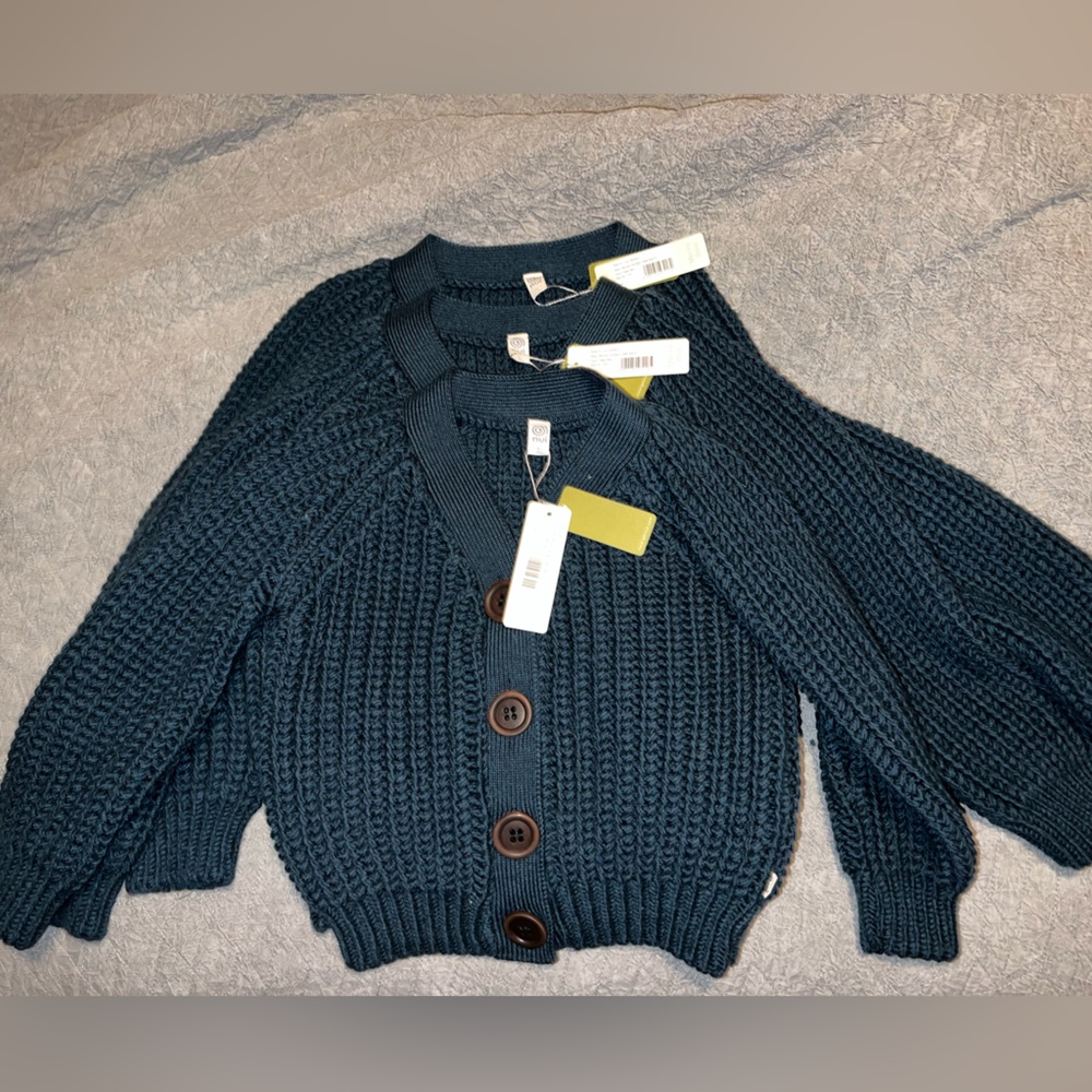 NWT Nui Bernard Merino Wool Cardigans 
Kids Size 2, 4 & 6
Color deep Sea